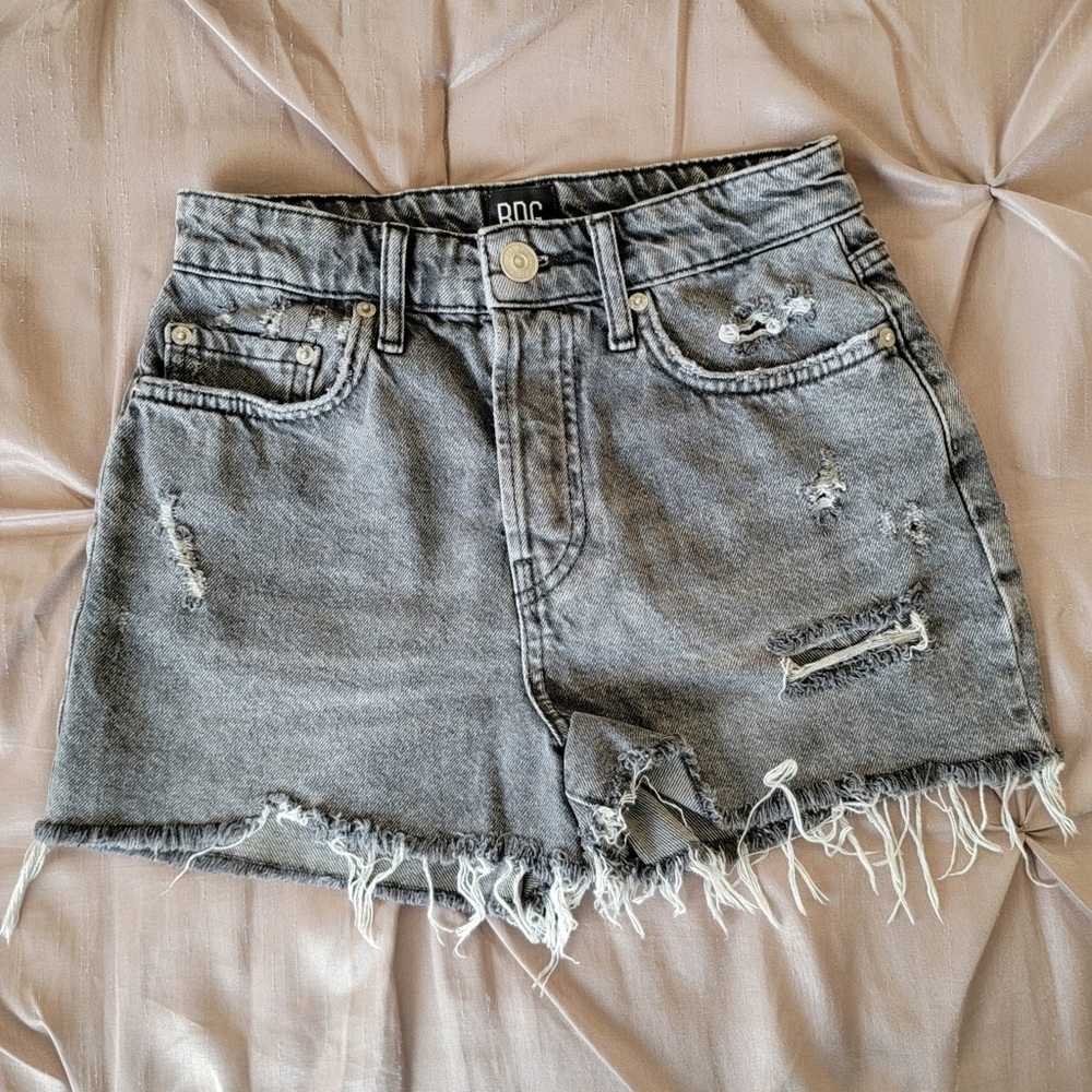 BDG Women's Distressed Gray Denim Shorts